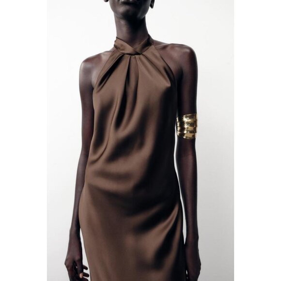 ZARA HALTER MIDI DRESS - Picture 1 of 10
